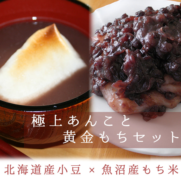 極上あんこと魚沼産黄金もちセット 黄金もち300g×4袋 こしあん・小倉あん 各1袋