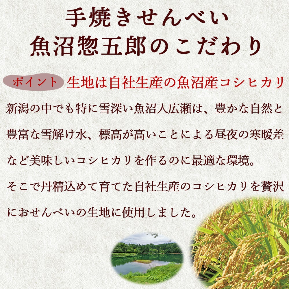 手焼きせんべい 魚沼惣五郎 5枚入 5種セット(素焼き,ほの塩,たまり,砂糖,ゆず七味)