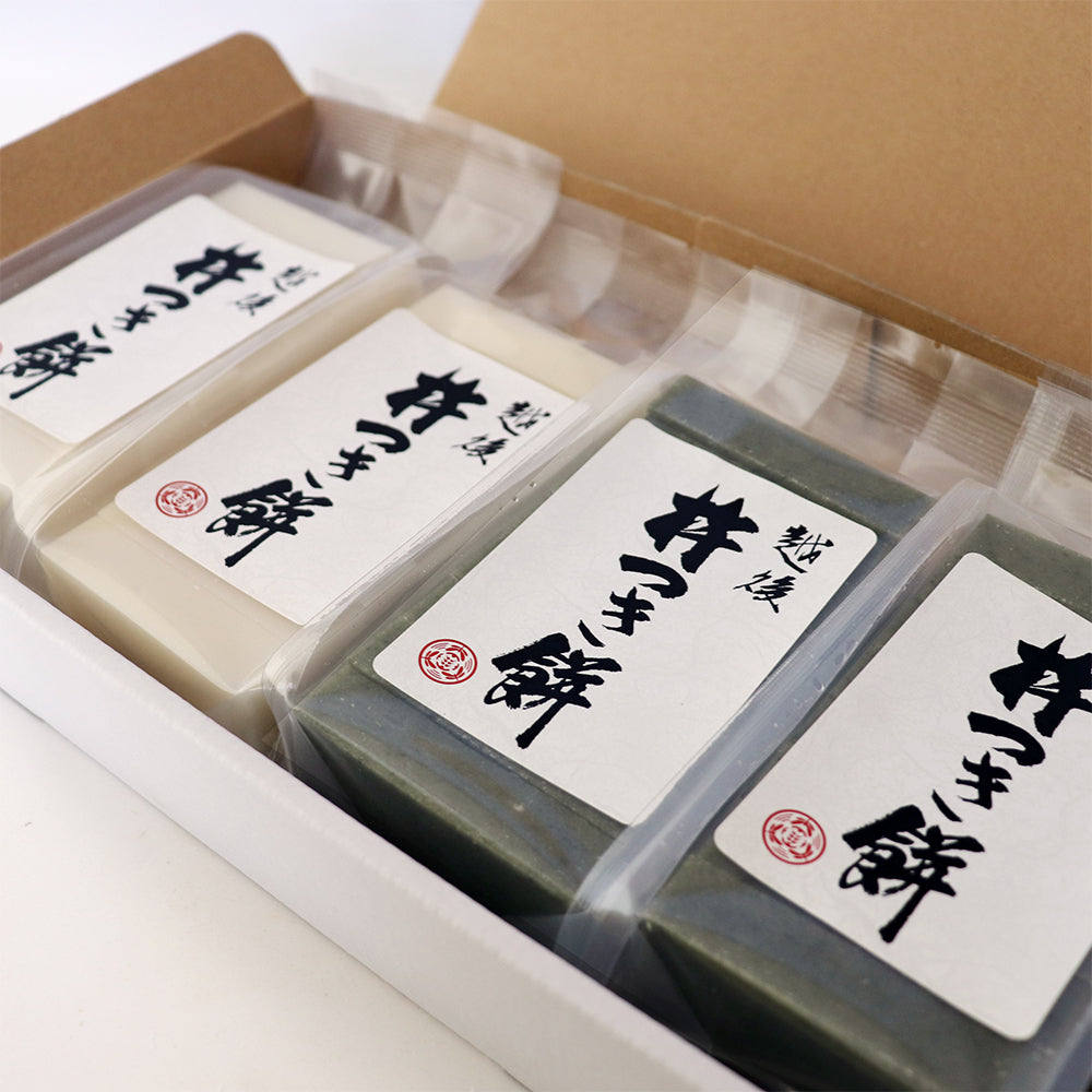 越後杵つき餅 白餅・よもぎ餅セット 360g×各2袋 化粧箱入り