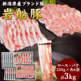 岩船豚しゃぶしゃぶセット ロース 250g×6袋 バラ 250g×6袋 計3kg