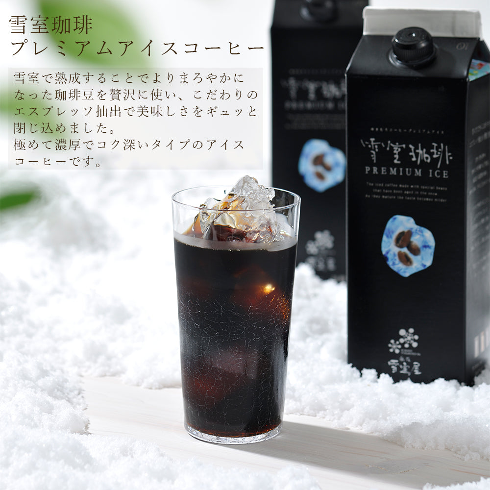 雪室珈琲 プレミアムアイスコーヒー2本 雪室珈琲ゼリー3個 セット